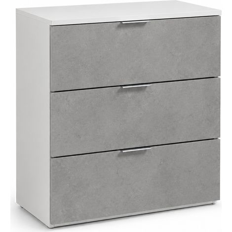 Cassettiera 3 Cassetti Comodino Senza Piedi Comò Mobile Camera Da Letto Salvaspazio Finitura Antigraffio Design Minimal Moderno Studio Lavanderia 77 X 38 X 80 Cm Bianco E Grigio Cemento (1/5)