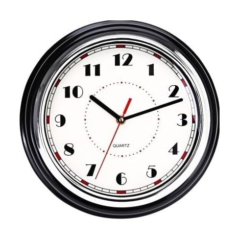 Horloge murale 298x105 mm, noire et argentée, cadran blanc, diamètre 29,8 cm, horloge design pour intérieur (1/3)