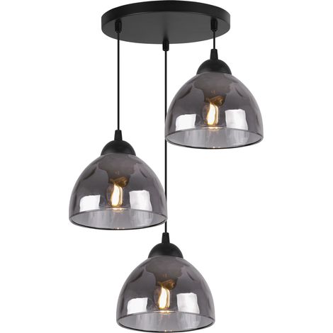 Suspension Venise à 3 lampes, abat-jour graphite, culot E27 (1/5)