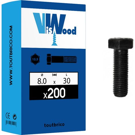 Corps de boulon à tête héxagonale en acier DIN 933 - VISWOOD - 8 - 30