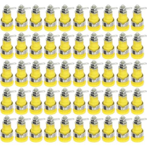 50 Stück Bananenstecker 4 mm, hohe Leistung, langlebiges Material, vielseitig einsetzbares Zubehör für elektrische Prüfungen, gelb