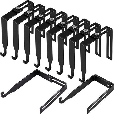 Ganchos metálicos negros ajustables para estantes – Tipo universal, se adaptan a estantes de 3,49 a 8,89 cm, ganchos para pizarras blancas de oficina. (1/5)