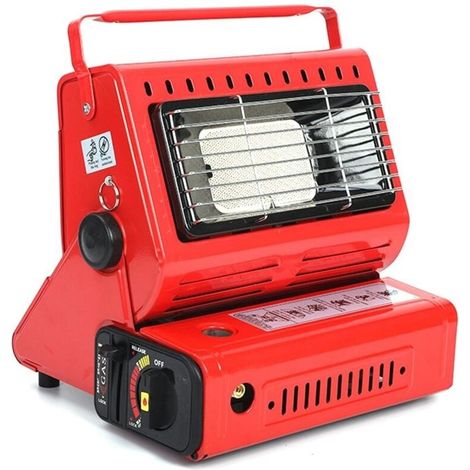Chauffage à gaz portatif 1,3 kW – Pour camping et extérieur – Matériau acier résistant – Consommation 90 g/h – Compact 25 x 25 x 20 cm (1/5)