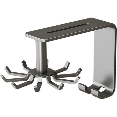 Porte-couverts mural pivotant à 360° pour casseroles, cuillères, gants (noir) (1/5)