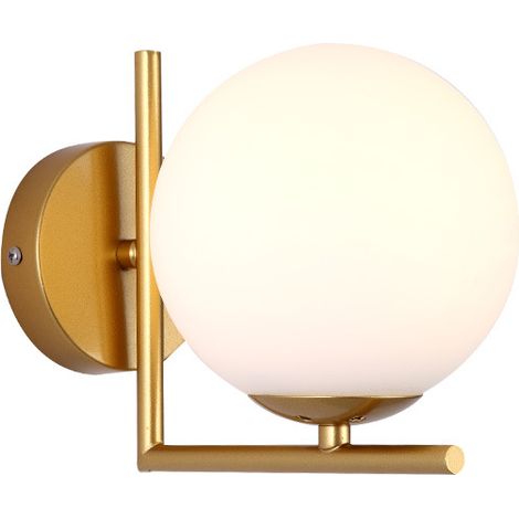 Goldene kugelförmige Wandleuchte, Nachttischlampe fürs Schlafzimmer