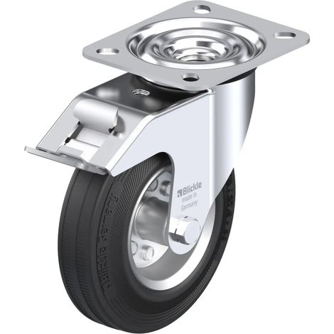 [NEUWERTIG] B-Ware Blickle Lenkrolle Bockrolle Rad Feststeller Vollgummi Stahlblech ø125mm Le Ve