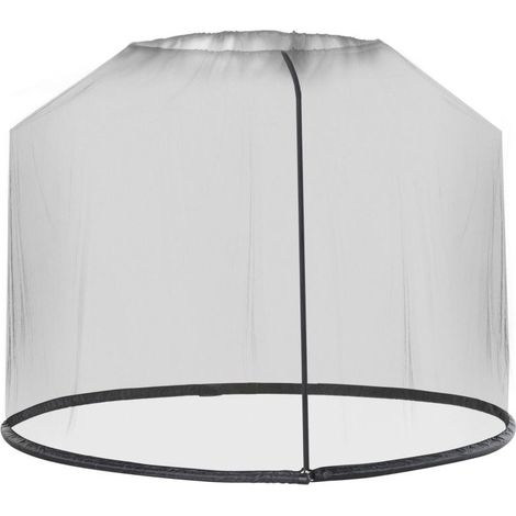 Moustiquaire pour parasol, filet anti-mouches noir, dimensions Ø3 x H2,3 m, idéale pour profiter de l'extérieur en toute tranquillité sans insectes nuisibles. (1/5)