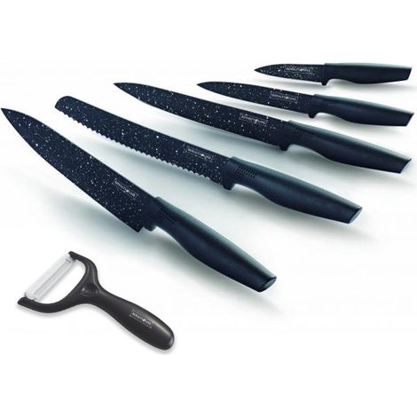 Royalty line rl mb5 set de couteaux de revetement anti adhesif5pcs noire