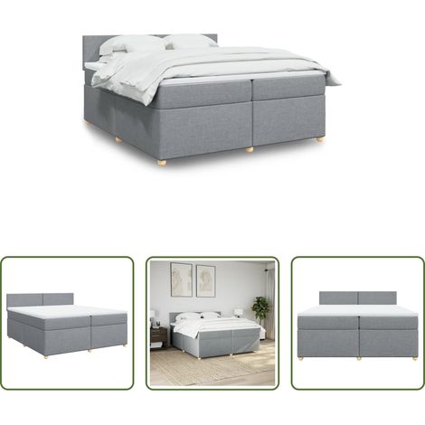 vidaXL Taschenfederkern - Boxspringbett mit Matratze Hellgrau 200x200 cm Stoff (1/5)