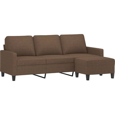 vidaXL Divano a 3 Posti con Poggiapiedi Marrone 180 cm in Tessuto