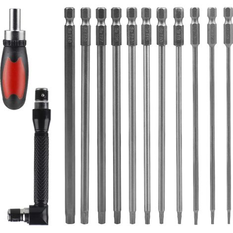Tournevis à Main Sets avec 2 Tournevis à Cliquet Magnétique, 11PCS Torx Hex Tige 150mm, S2 Alliage d'Acier, T5 T6 T7 T8 T9 T10 T15 T20 T25 T27 T30 T40, Embouts Magnétiques (1/5)