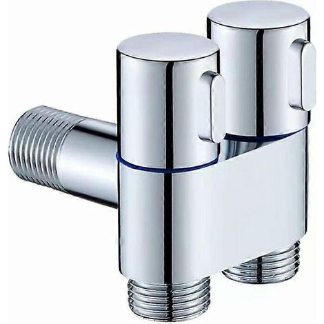 Robinet à double commande G1/2 1" pour lave-linge, WC, pommeau de douche, lavabo, vanne triangulaire (1/5)