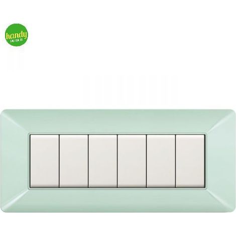 Placca da 6 moduli Easy Elettrocanali in plastica verde pastello