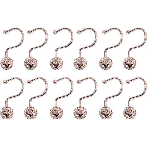 Goldene Duschvorhang-Haken-Ringe, Set mit 12 dekorativen Duschvorhang-Haken, Metall-Anti-Rost-Duschhaken (1/5)