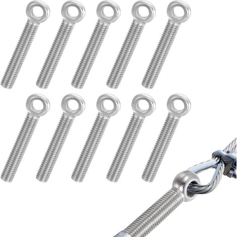 Piton à Visser M10, Piton à Oeil avec Filetage, Inox Boulon à Oeil, Résiste à Haute Température et à la Corrosion, Haute Résistance, pour Corde, Chaîne, Garage, Automobile, Atelier(10 Pièces) (1/5)