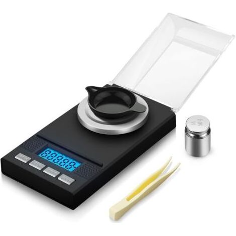 Balance électronique cuisine précision 50g/0,001g Balance de poche portable voyage avec plateau de pesée pince à épiler rétroéclairage couvercle (1/5)