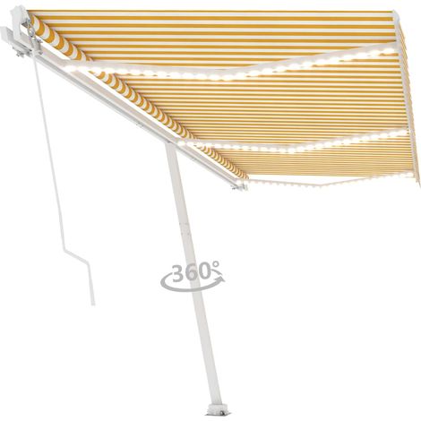 Maison Exclusive - Tenda da Sole Retrattile Manuale e LED 600x300cm Gialla Bianca (1/5)