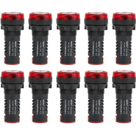 10 Stück BERM LED-Summer AD16‑22SM Rote Blink-Alarmanzeigelampe Summer AC DC24V