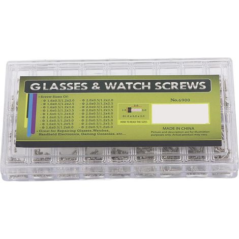 Mini Screw Repair Kit, Sunglasses Screw Repair Kit, 1800 Pieces/Box, Stainless Steel Eyeglasses Watch Mini Kit (1/5)