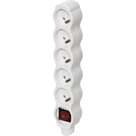 Multiprise avec interrupteur pour rallonge 5 prises avec/sans 16 A blanche P1500N