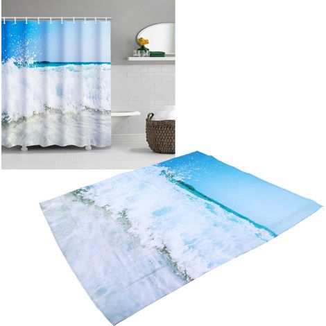 Wasserdichter Duschvorhang zum Aufbohren, 150 x 180 cm, aus Polyester-Spiralgarn.
