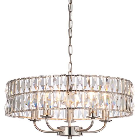 Endon Clifton Lampada a sospensione da soffitto a 5 bracci multipli in nichel brillante (1/5)