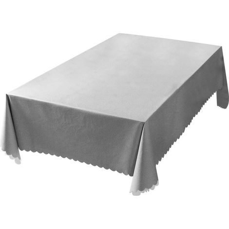 Nappe imperméable PVC 140x180 cm Gris Rectangulaire pour Cuisine & Table de Salle à Manger