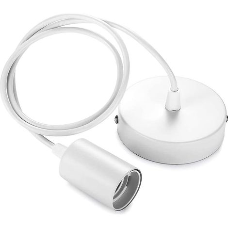 Suspension industrielle Edison E27 – abat-jour blanc – vintage – cuisine/salon/restaurant