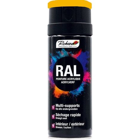 Aérosol peinture acrylique RICHARD multi-supports RAL Jaune 400 ml Couleur RAL: RAL 1023 JAUNE SIGNALISATION (1/2)