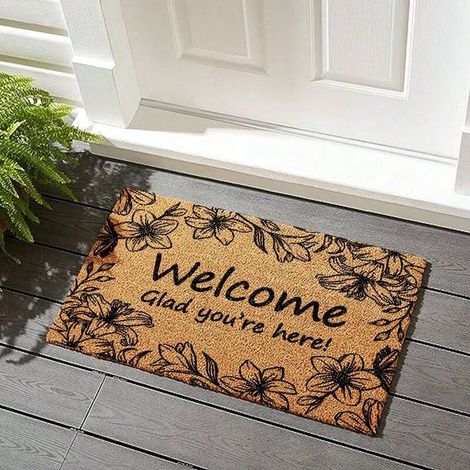 Paillasson festif, tapis d'entrée, tapis antidérapant, grattoir de porte pour enlever la boue et la saleté - 40 x 60 cm - Welcome-A (1/3)