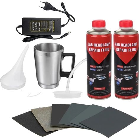 Kit de rénovation de phares, 2 x 800ml bouteilles, adapté à la plupart des véhicules, application manuelle, restauration de clarté, finition durable (1/5)