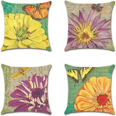 Housse de Coussin Dco - Lot de 4 - 45x45cm - Impermable et Durable - Pour Salon Terrasse et Canap Extrieur HOUSSE DE COUSSIN (1/5)