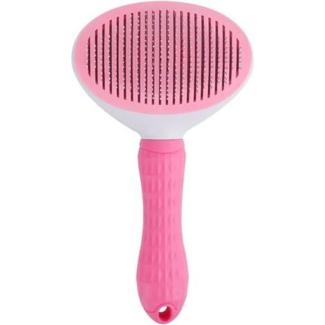 Brosse de nettoyage et peigne lissant – Idéal pour le toilettage des poils longs et courts des chiens et chats – Outil pour éliminer les poils morts et emmêlés – rose (1/5)