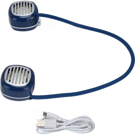 Ventilateur de Cou Portable Mini Sport USB Rechargeable pour Voyage Bleu (1/5)
