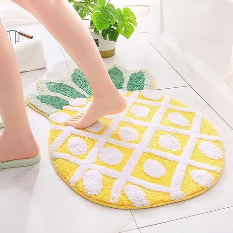 Badezimmerteppich, gelbe Frucht, Badematte für Kinder, weich, saugfähig, rutschfest, zottelig, maschinenwaschbar, Badematten für Badezimmerboden, Badewanne und Dusche, 78,9 x 48,3 cm (1/5)