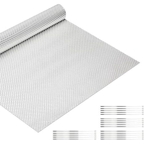 Hitzeschutzblech aus geprägtem Aluminium mit 20 Kabelbindern aus Edelstahl für Auspuff/Schalldämpfer/Motorschutz an Autos und Motorrädern (200 cm x 40 cm) (1/5)