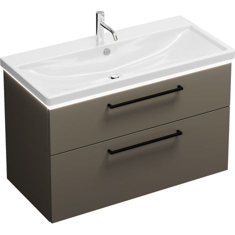Vasque en céramique Burg Eqio + meuble sous-vasque gris brillant/blanc alpin GR0234