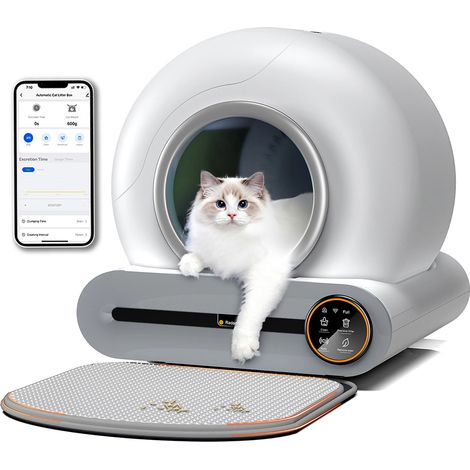 Litière Chat Autonettoyante Capacité Maximale de 65l, Bac à Litière pour Chat Alerte Intelligente Via Contrôle APP, Moniteur de Santé, Élimination des Odeurs, Adapté À De Nombreux Types De Litière (1/5)
