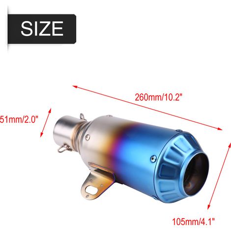 Silencieux universel moto échappement embout tube acier inoxydable bleu dégradé (1/5)