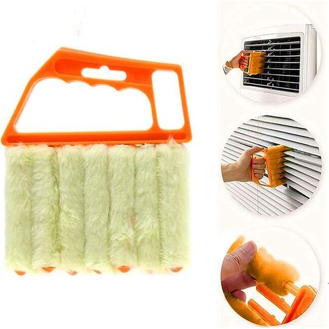 Brosse de nettoyage pour stores vénitiens (usage humide ou sec) avec manche ergonomique, idéale pour dépoussiérer les stores et rideaux sales. Outil d'entretien ménager et de nettoyage. Éponge à pouss