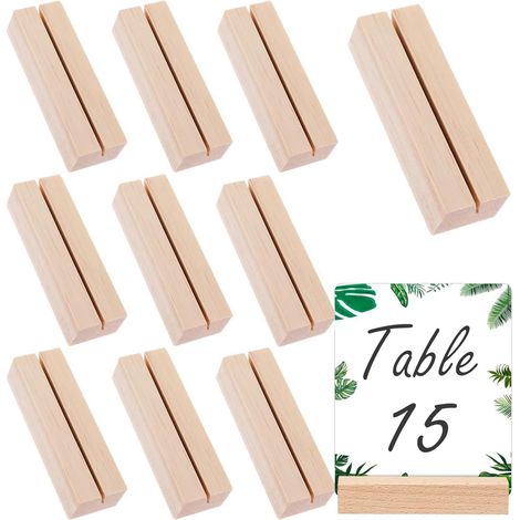 10 soportes de madera para tarjetas, soportes para fotos, menús de boda para restaurantes, conferencias, banquetes y fiestas. (1/5)