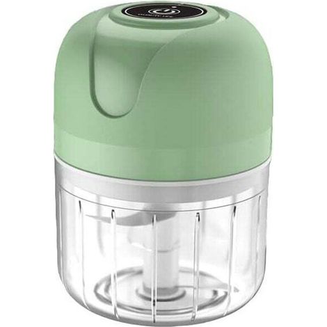 Picadora eléctrica recargable por USB, mini picadora de verduras de 250 ml, mini máquina de cocina, procesador de alimentos, batidora, ideal para cebollas, pimientos, verduras y carne, 3 cuchillas de 