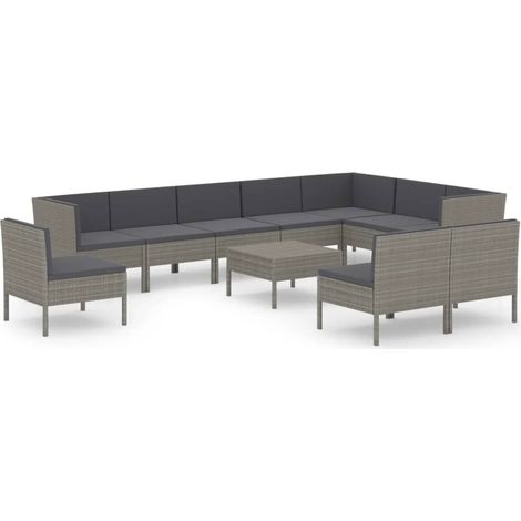 Maison Exclusive - 11-tlg. Garten-Lounge-Set mit Auflagen Poly Ra