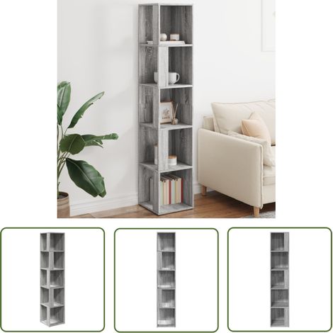 The Living Store Eckregal Grau Sonoma 33x33x164,5 cm Holzwerkstoff - Eckschrank - Regal - Aufbewahrungsraum - Holzwerkstoffmöbel - Grau (1/5)