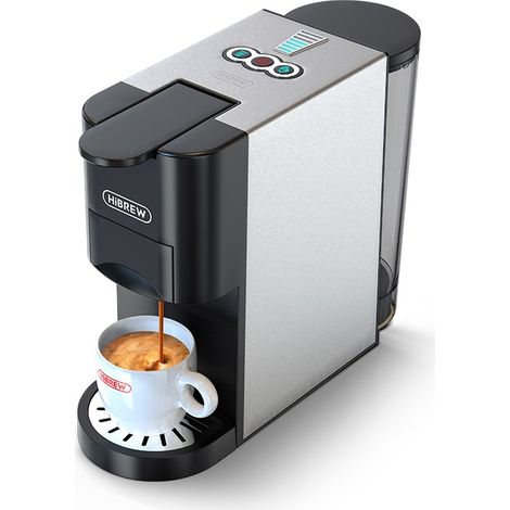 HiBREW Machine à Café 4-en-1 Compatible Capsules DG/NES, Café Moulu et Dosette E.S.E, 20 Bar, Réservoir 800 ml, Chaud/Froid (1/5)