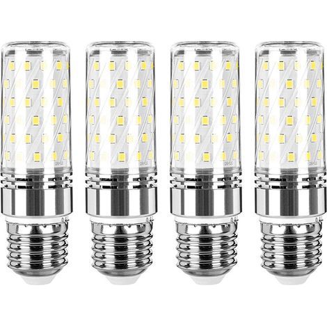 Set di 4 lampadine LED Becuri, attacco E27, 16 W, 1300 lm, luce a mais, 6000 K, SMD 2835, trasparenti/curve (1/5)
