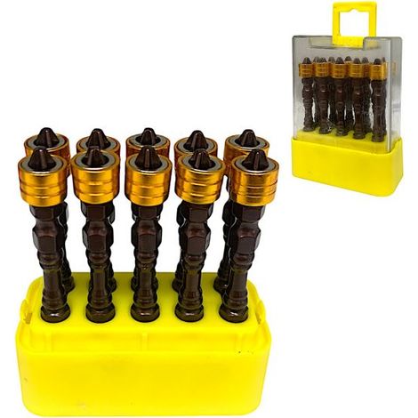 Set 10 Punte per Trapano Avvitatore Magnetiche PH2 a Croce 65mm x Cartongesso (1/5)