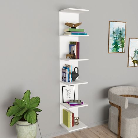 Estantería de pared Surahammar 6 niveles aglomerado 180 x 35 x 30 cm - blanco [en.casa] (1/5)