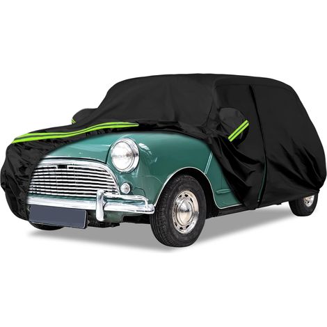 Housse de Voiture Adaptée pour Austin Mini 1959-2000, Housse de Garage Complète Noire étanche avec Porte Zippée pour Neige, Pluie, Protection Tous Temps,Personnalisé pour Austin Mini Saloon 1959-2000 (1/5)