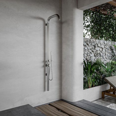 Fortifura Original Colonne de douche murale avec douchette inox brossé (1/5)